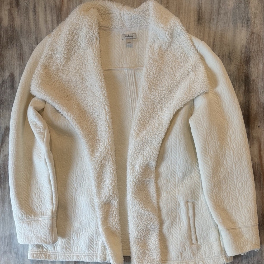 L.L. Bean Cream Teddy Jacket Size L